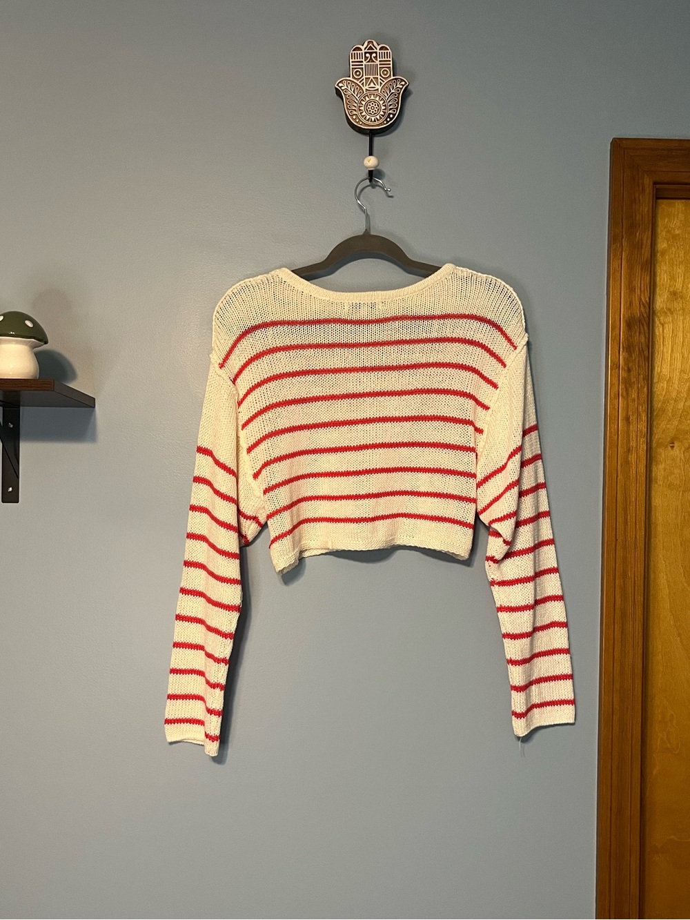 Love Tree Striped Knit Cropped Top